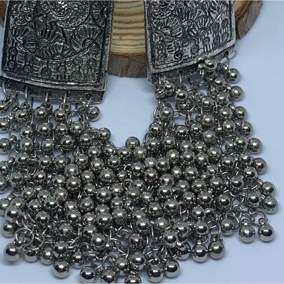 Oxidized Silver Unique Ornate Design Long Necklace - Picture 5 of 10